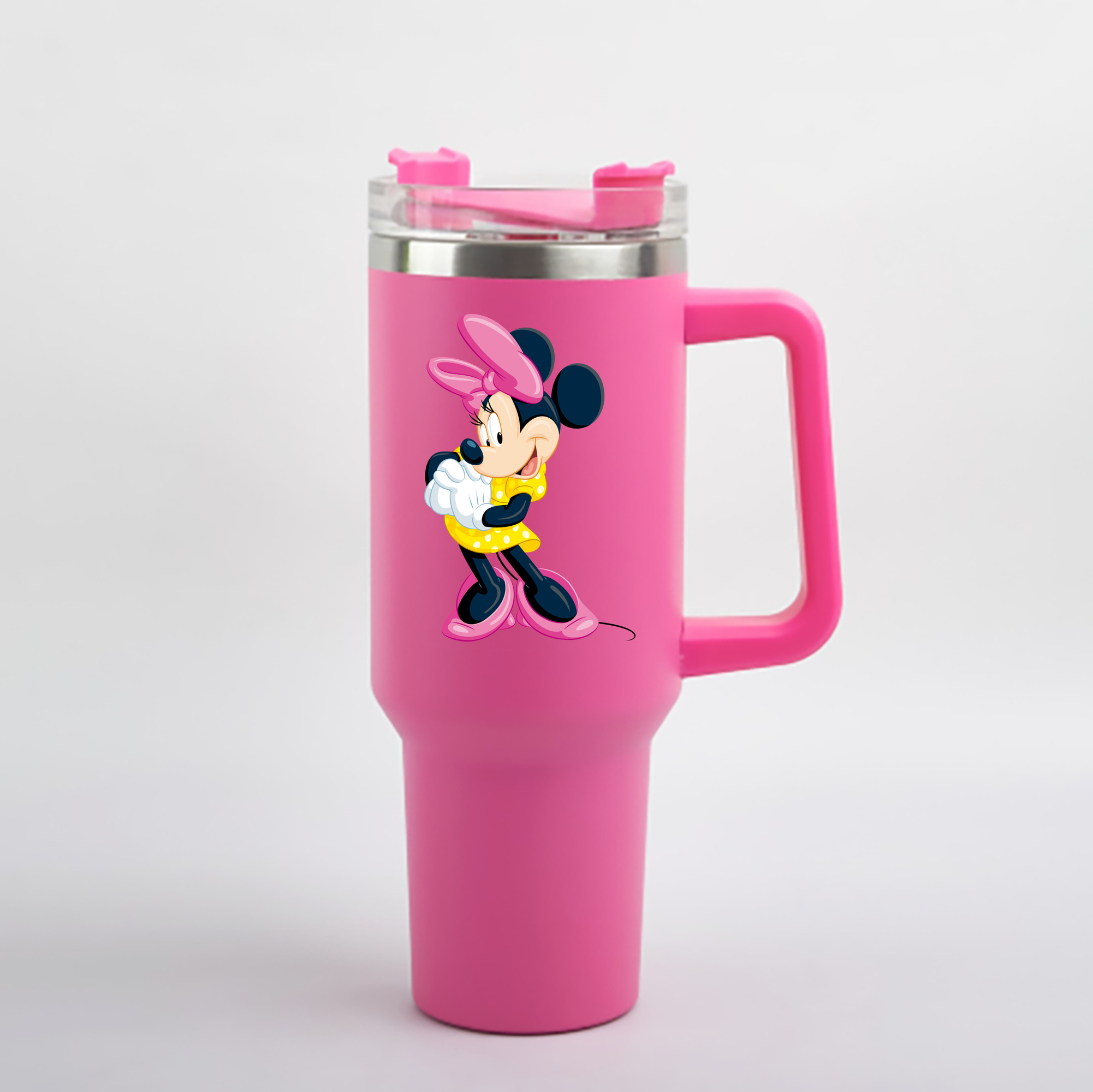 （画像用） ミッキーマウス Mickey Mouse 1200mL車用タンブラー - クリスタルステッカー（プラスチックストロー付き）